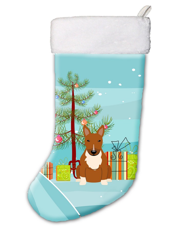 BB4259CS Merry Christmas Tree Bull Terrier Red Christmas Stocking