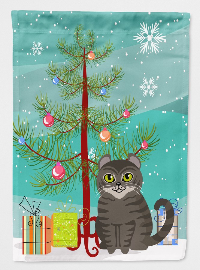 American Curl Cat Merry Christmas Tree Flag Garden Size