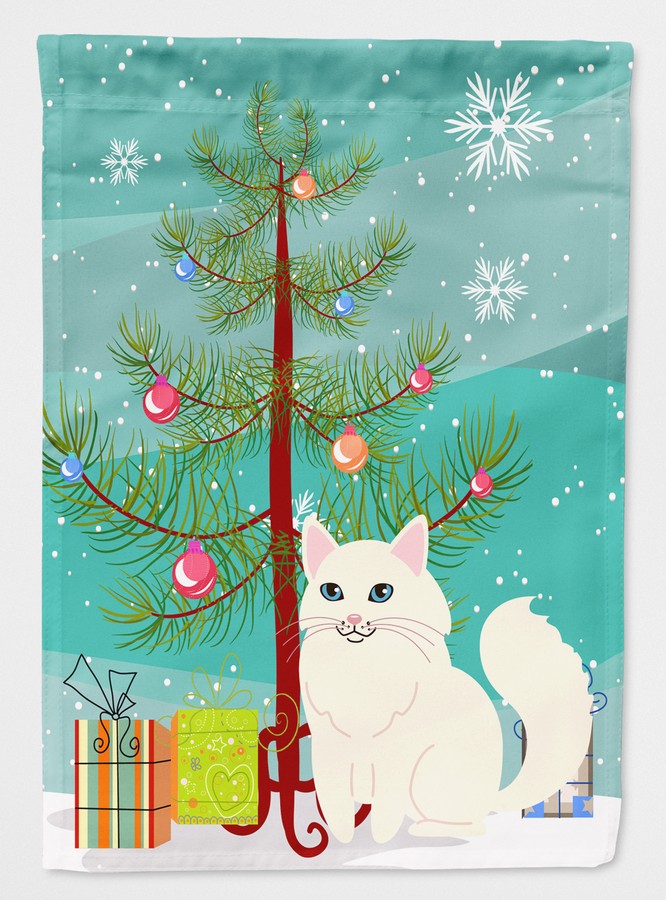 Turkish Angora Cat Merry Christmas Tree Flag Garden Size