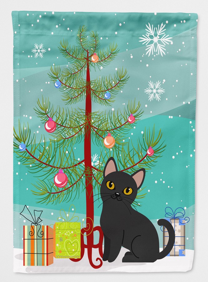 Bombay Cat Merry Christmas Tree Flag Garden Size