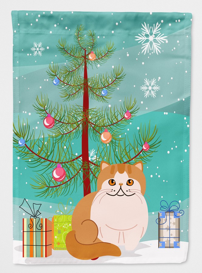 Exotic Shorthair Cat Merry Christmas Tree Flag Garden Size