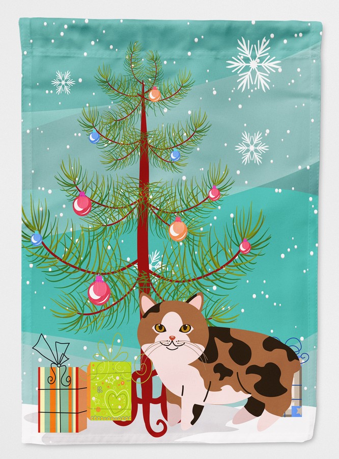 BB4424GF Manx Cat Merry Christmas Tree Flag Garden Size