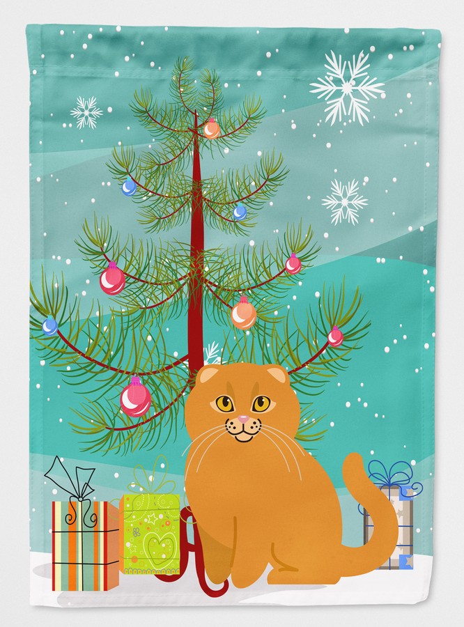 Scottish Fold Cat Merry Christmas Tree Flag Garden Size