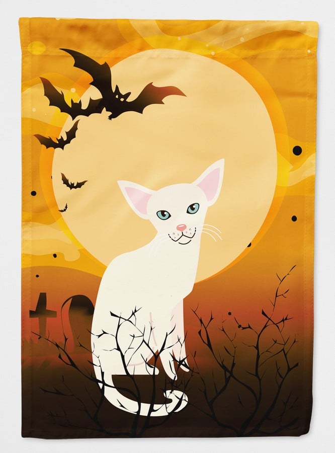 Halloween Foreign White Cat Flag Garden Size