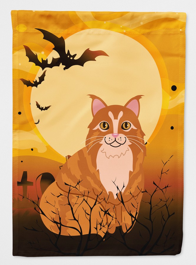 Halloween Maine Coon Cat Flag Garden Size