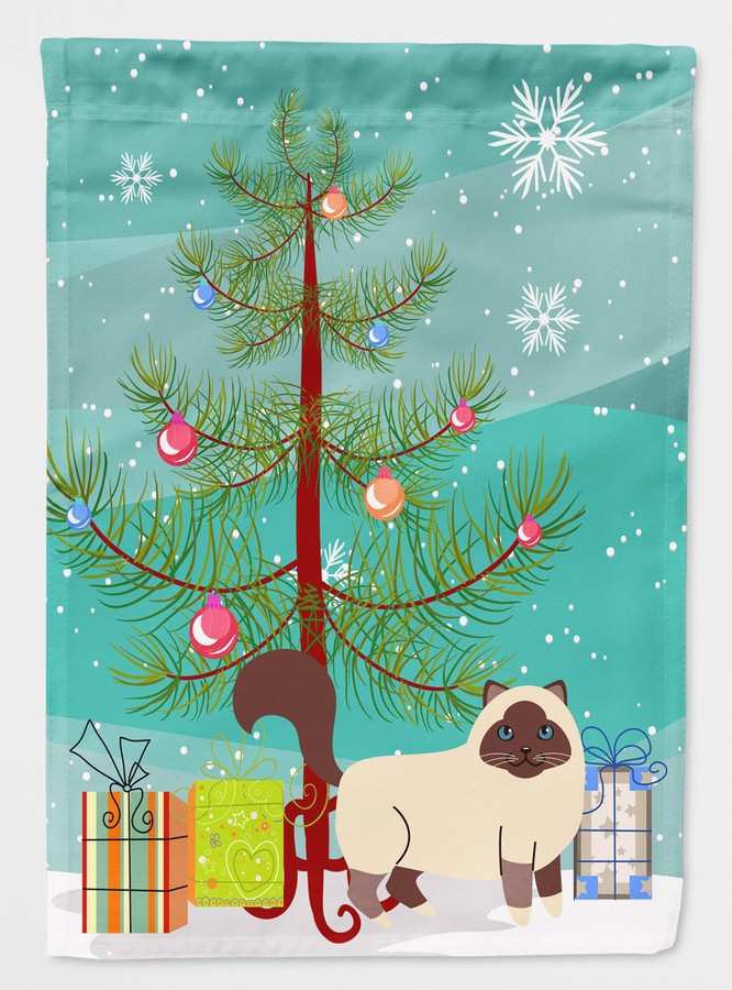 Birman Cat Merry Christmas Tree Flag Canvas House Size