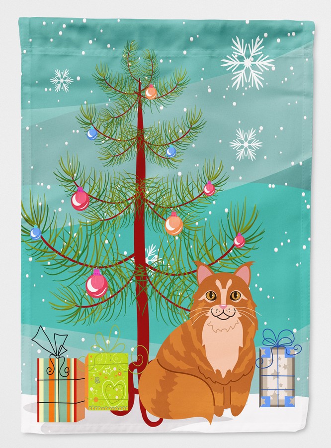 Maine Coon Cat Merry Christmas Tree Flag Canvas House Size