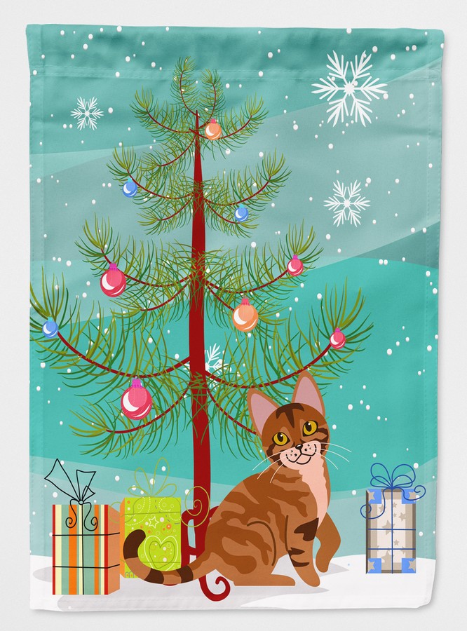 BB4431CHF Sokoke Cat Merry Christmas Tree Flag Canvas House Size