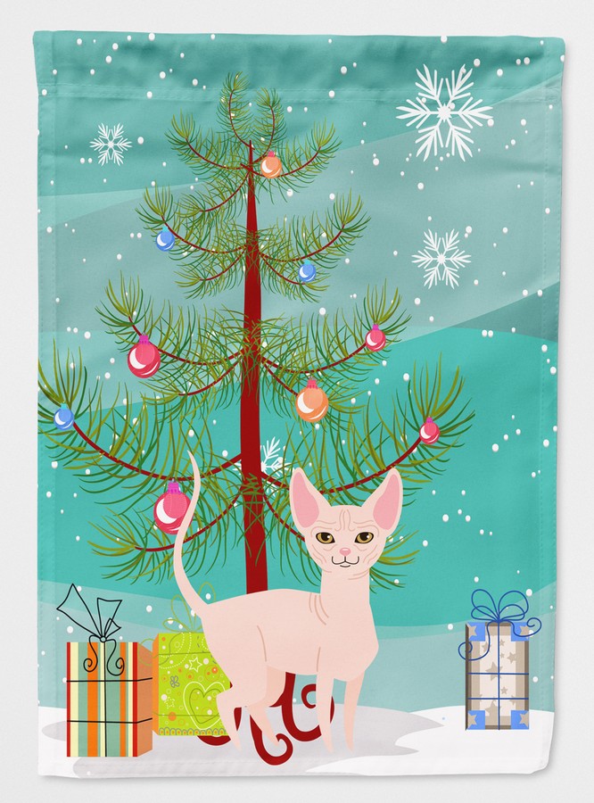 BB4432CHF Sphynx Cat Merry Christmas Tree Flag Canvas House Size