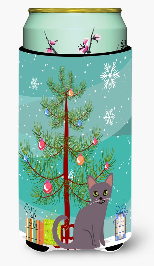 Korat Cat Merry Christmas Tree Tall Boy Beverage Insulator Hugger