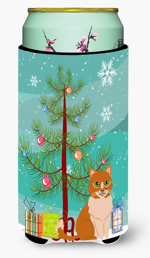 BB4435TBC Merry Christmas Tree Ural Rex Cat Tall Boy Beverage Insulator Hugger
