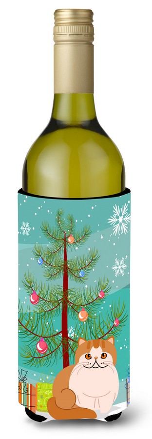 Exotic Shorthair Cat Merry Christmas Tree Wine Bottle Beverge Insulator Hugger