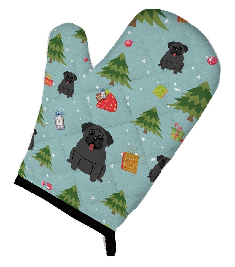 Picture of Carolines Treasures BB4666OVMT Christmas Pug Black Oven Mitt