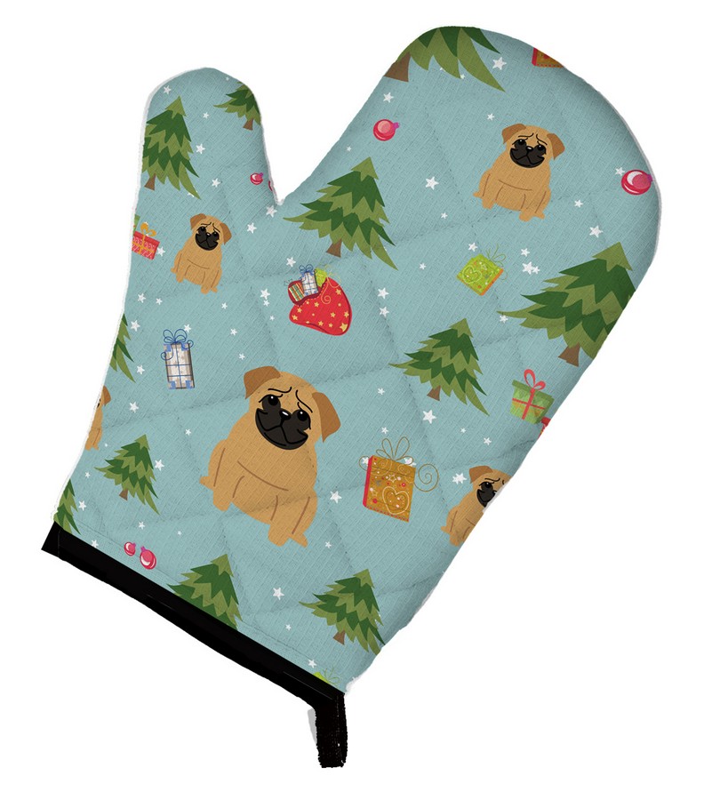 Picture of Carolines Treasures BB4667OVMT Christmas Pug Brown Oven Mitt