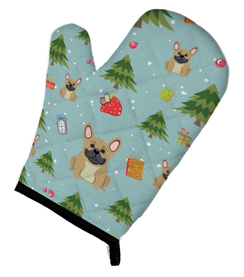 Picture of Carolines Treasures BB4670OVMT Christmas French Bulldog Cream Oven Mitt