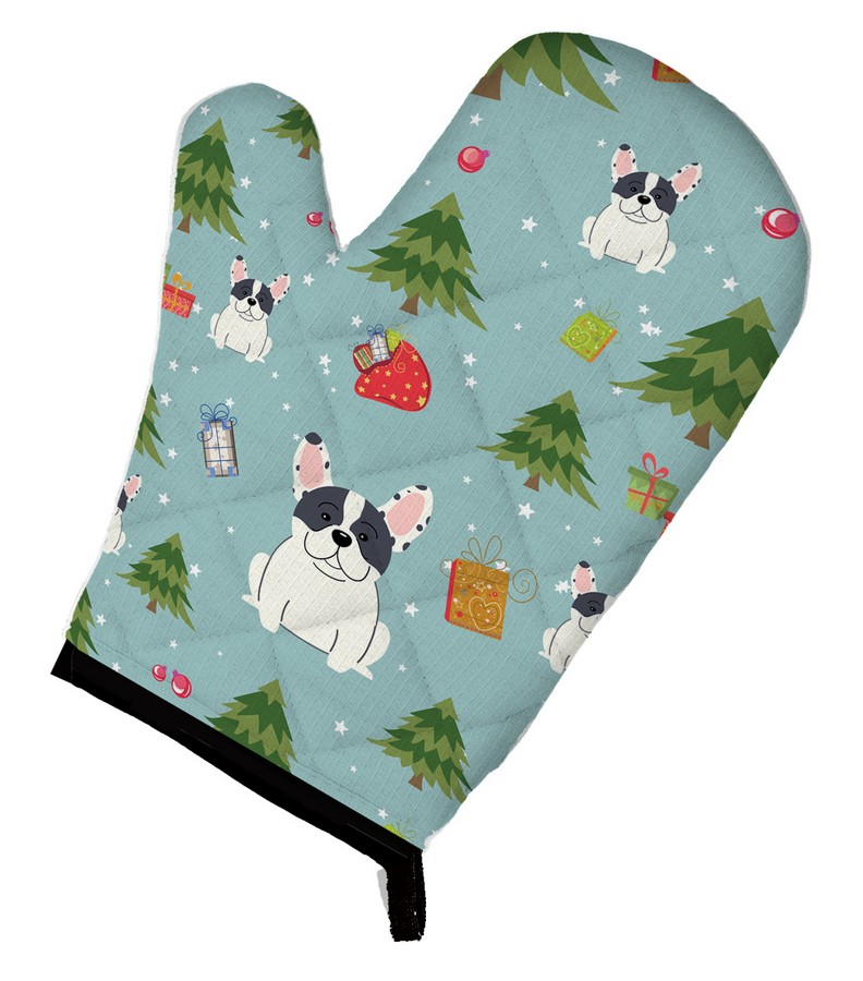 Picture of Carolines Treasures BB4671OVMT Christmas French Bulldog Piebald Oven Mitt