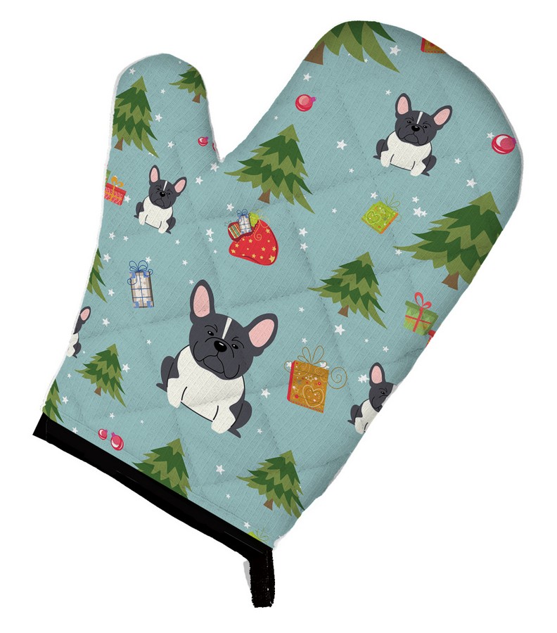 Picture of Carolines Treasures BB4672OVMT Christmas French Bulldog Black & White Oven Mitt