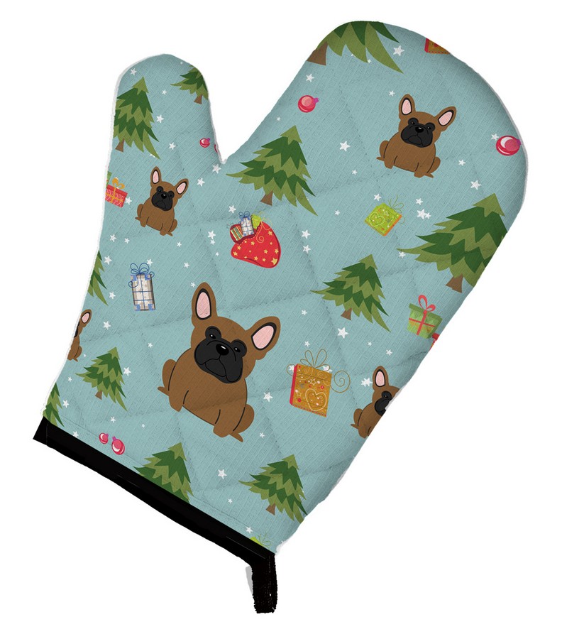 Picture of Carolines Treasures BB4673OVMT Christmas French Bulldog Brown Oven Mitt