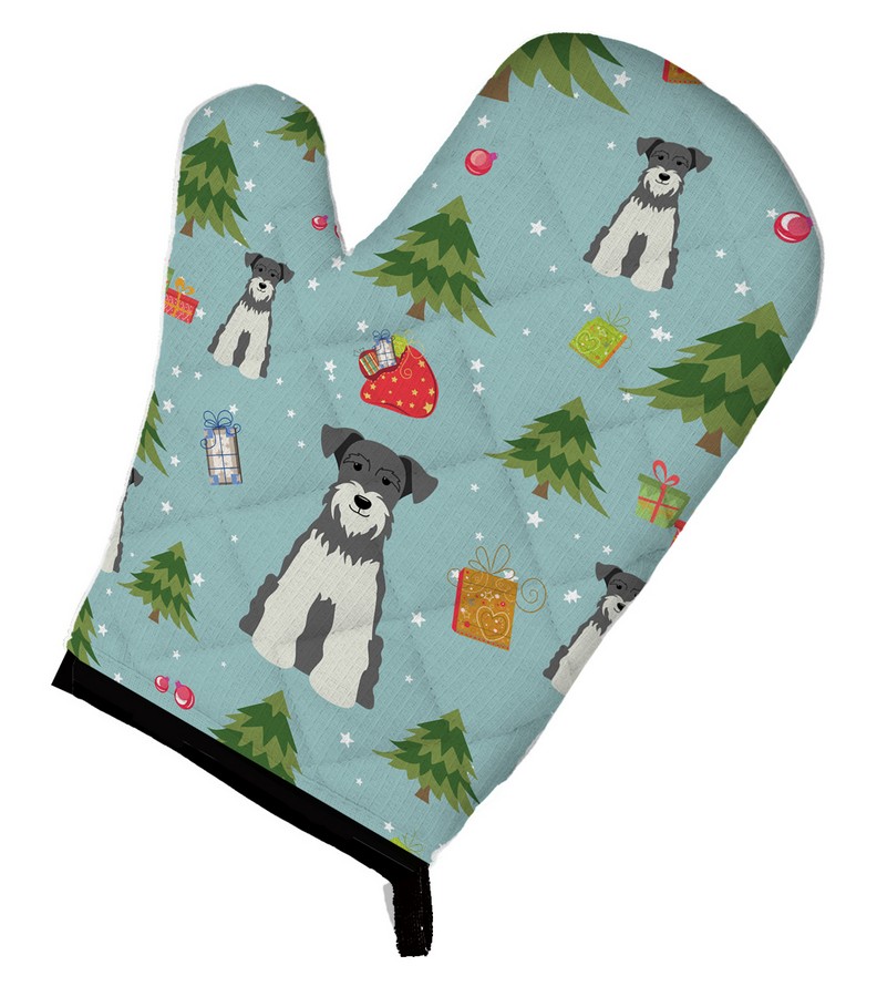 Picture of Carolines Treasures BB4714OVMT Christmas Miniature Schanuzer Salt & Pepper Oven Mitt