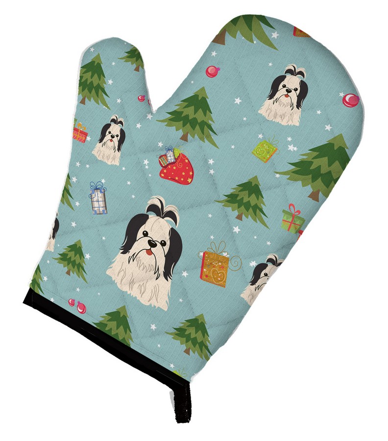 Picture of Carolines Treasures BB4748OVMT Christmas Shih Tzu Black & White Oven Mitt