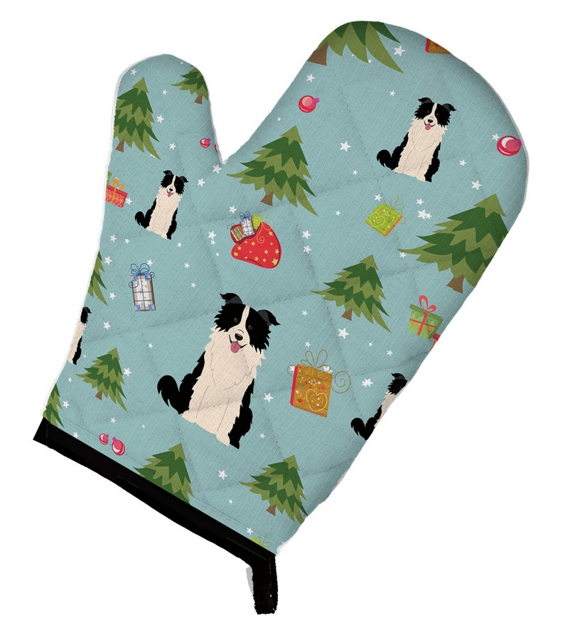 Picture of Carolines Treasures BB4778OVMT Christmas Border Collie Black & White Oven Mitt