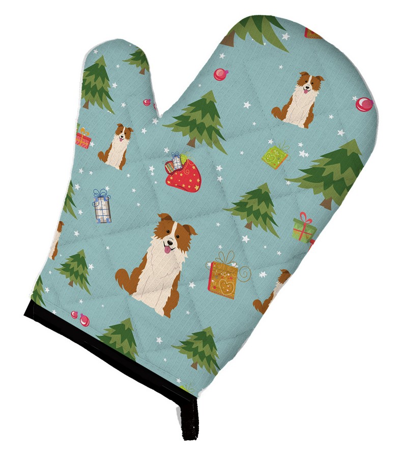 Picture of Carolines Treasures BB4779OVMT Christmas Border Collie Red & White Oven Mitt