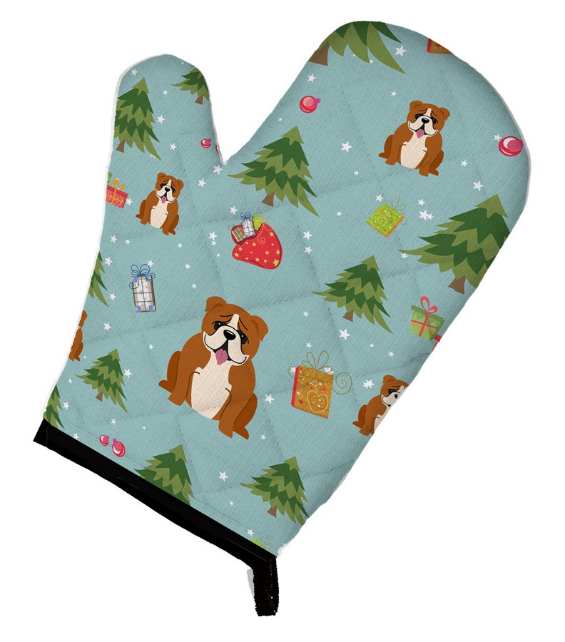 Picture of Carolines Treasures BB4780OVMT Christmas English Bulldog Red & White Oven Mitt