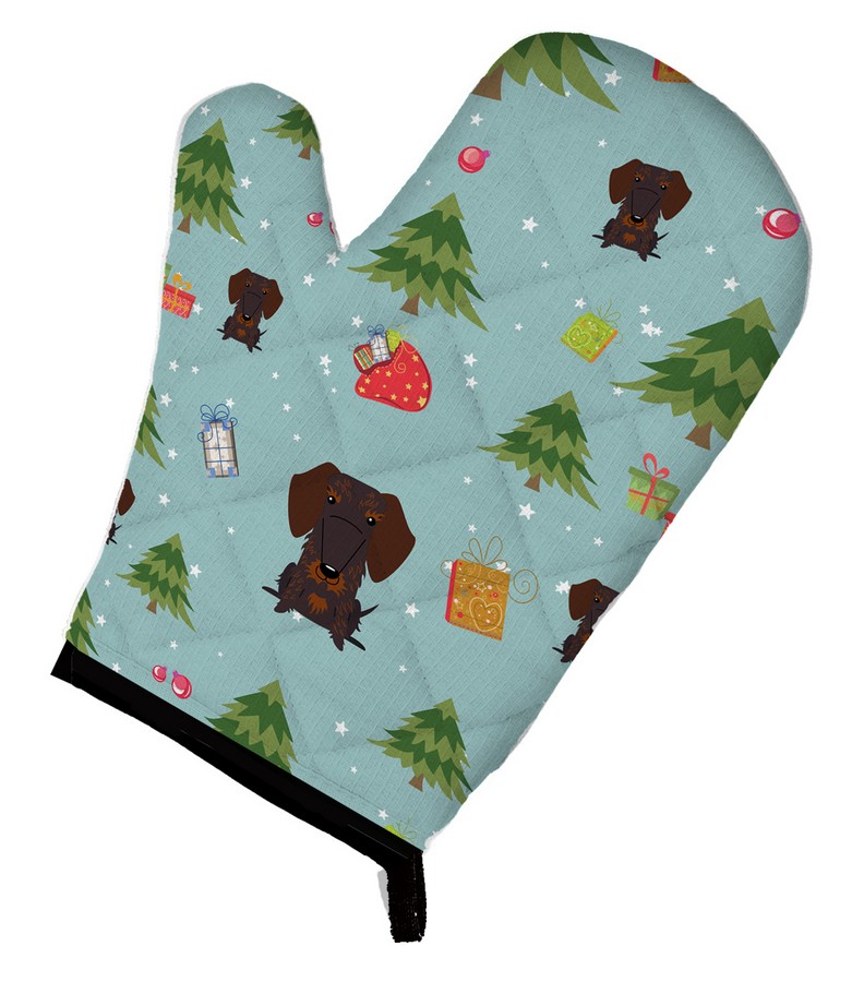 Picture of Carolines Treasures BB4789OVMT Christmas Wire Haired Dachshund Chocolate Oven Mitt