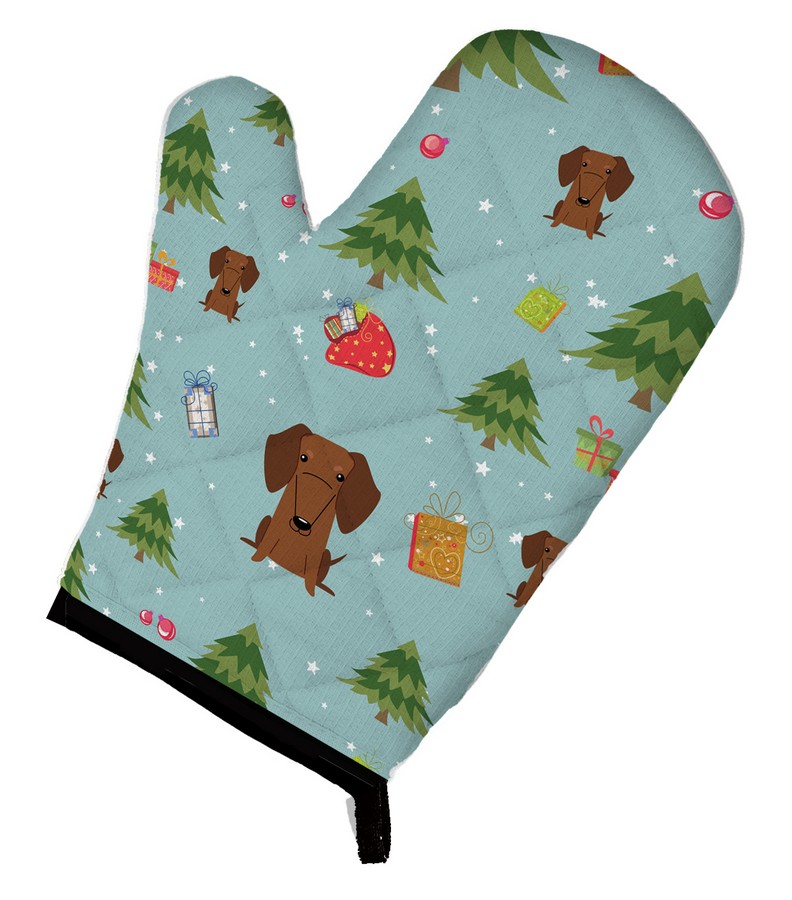 Picture of Carolines Treasures BB4790OVMT Christmas Dachshund Red & Brown Oven Mitt