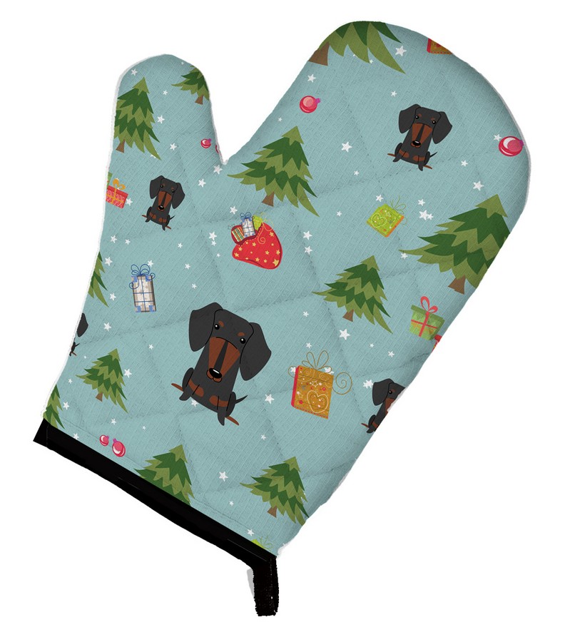 Picture of Carolines Treasures BB4792OVMT Christmas Dachshund Black & Tan Oven Mitt