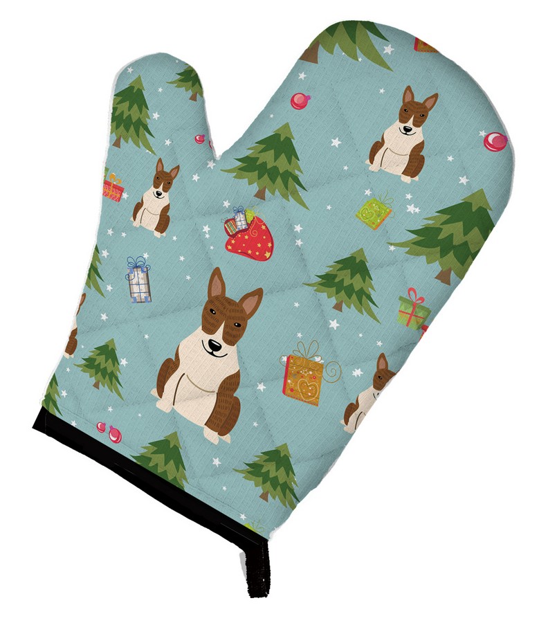 Picture of Carolines Treasures BB4797OVMT Christmas Bull Terrier Brindle Oven Mitt