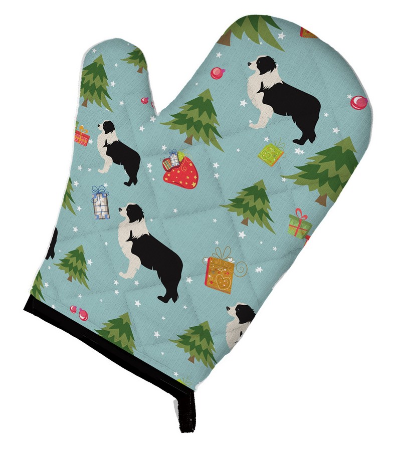 Picture of Carolines Treasures BB4847OVMT Christmas Black Border Collie Oven Mitt