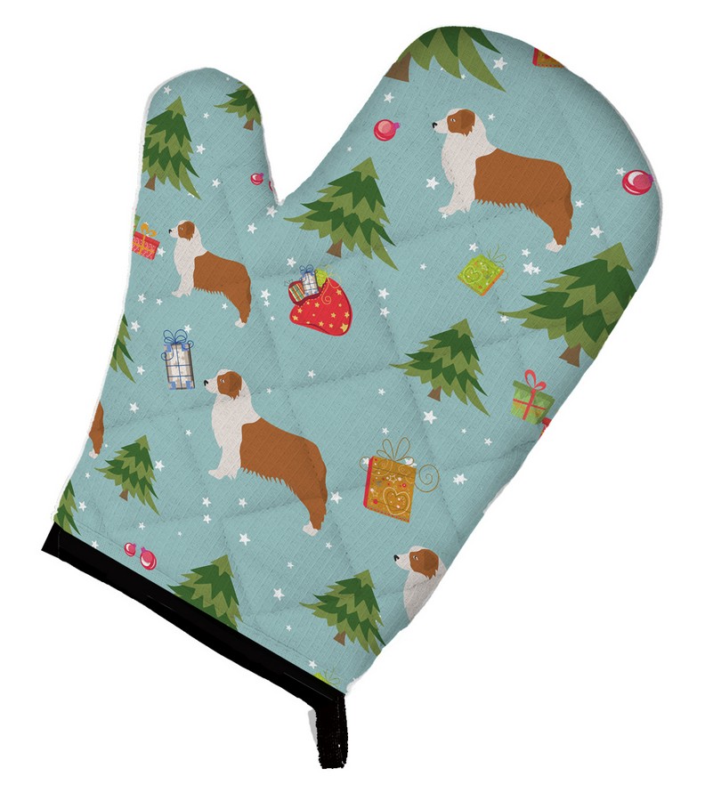 Picture of Carolines Treasures BB4857OVMT Christmas Australian Shepherd Dog Oven Mitt
