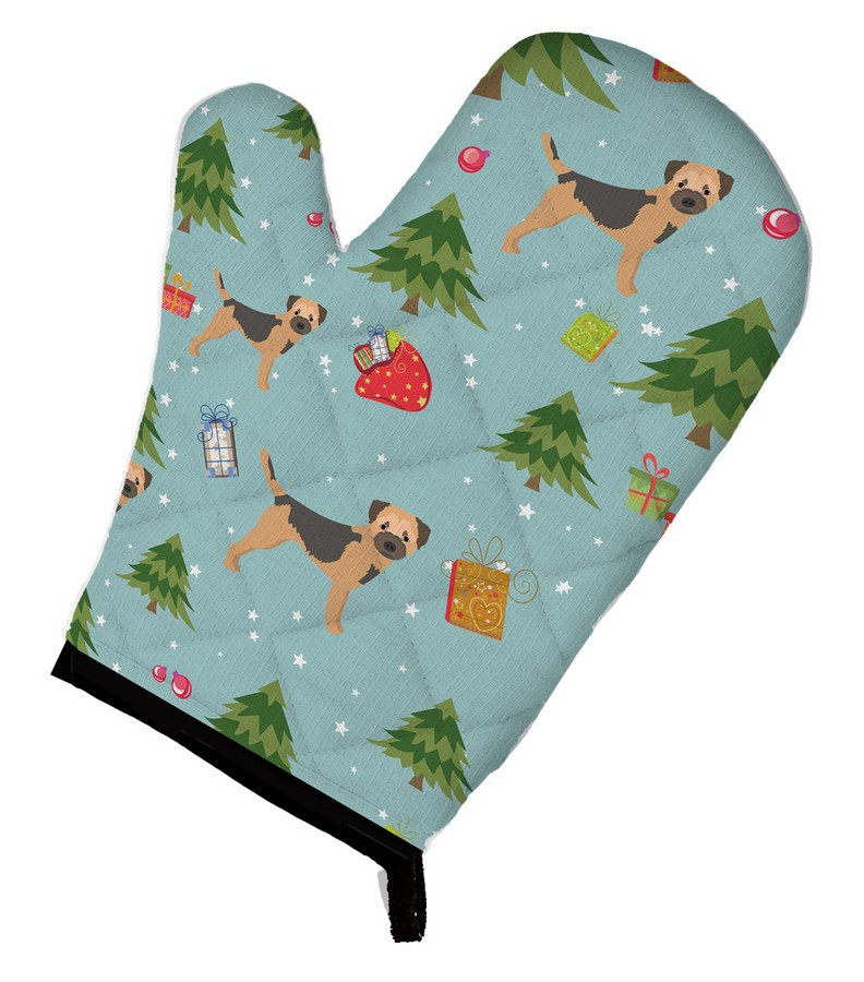 Picture of Carolines Treasures BB4914OVMT Christmas Border Terrier Oven Mitt