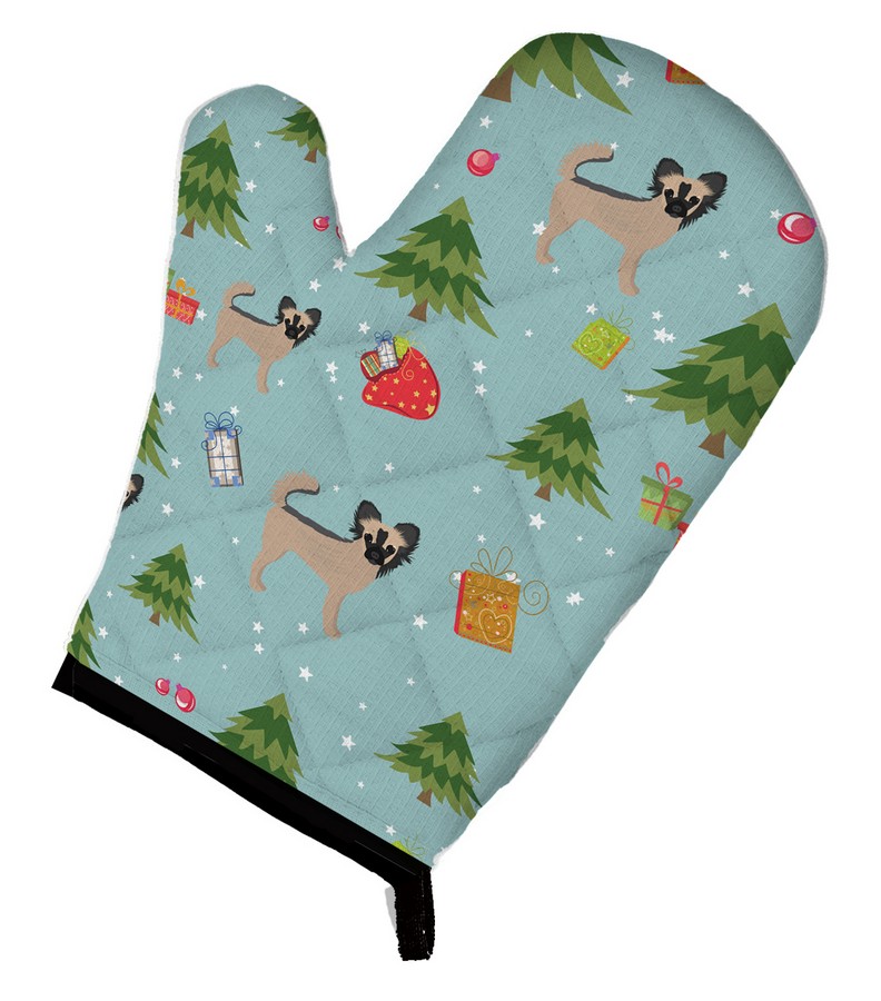 Picture of Carolines Treasures BB4923OVMT Christmas Longhair Black & Tan Chihuahua Oven Mitt