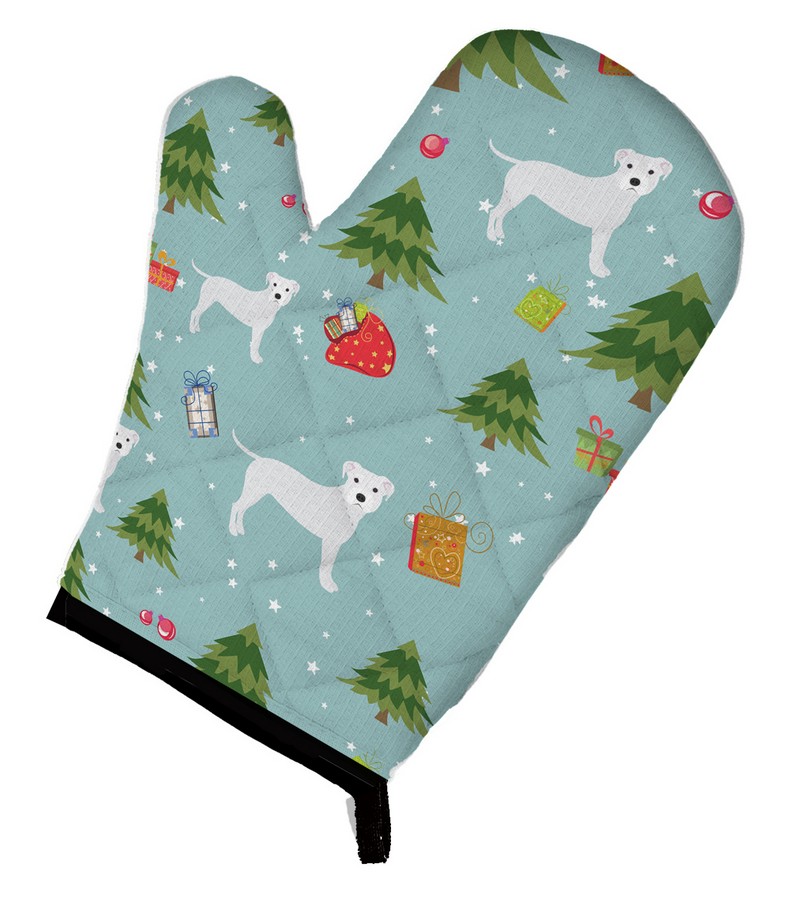 Picture of Carolines Treasures BB4984OVMT Christmas White Staffordshire Bull Terrier Oven Mitt