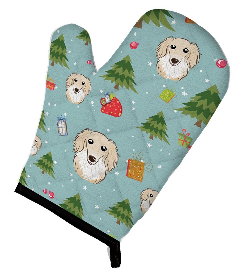 Picture of Carolines Treasures BB5001OVMT Christmas Longhair Creme Dachshund Oven Mitt