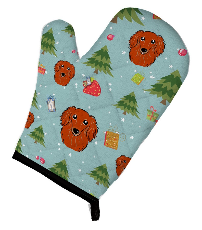 Picture of Carolines Treasures BB5003OVMT Christmas Longhair Red Dachshund Oven Mitt