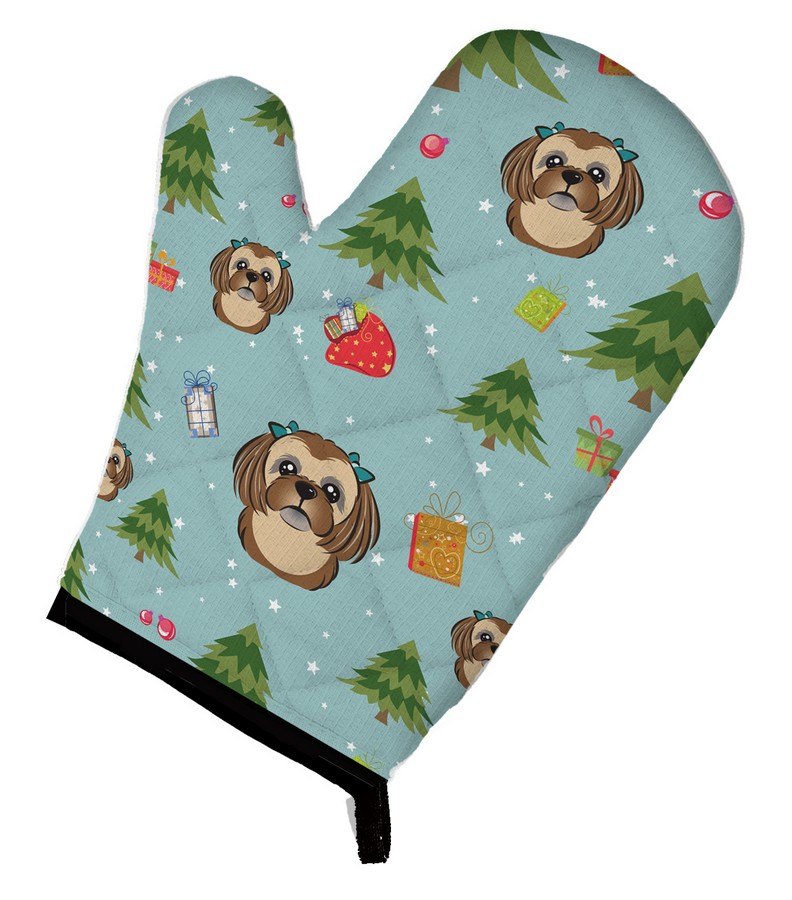 Picture of Carolines Treasures BB5038OVMT Christmas Chocolate & Brown Shih Tzu Oven Mitt