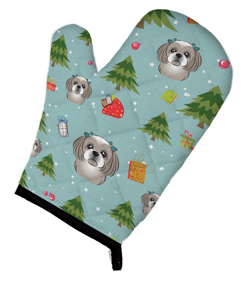 Picture of Carolines Treasures BB5039OVMT Christmas Grey & Silver Shih Tzu Oven Mitt