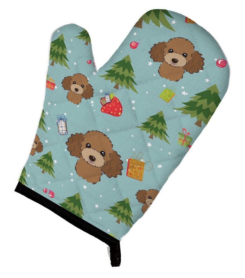 Picture of Carolines Treasures BB5045OVMT Christmas Chocolate & Brown Poodle Oven Mitt