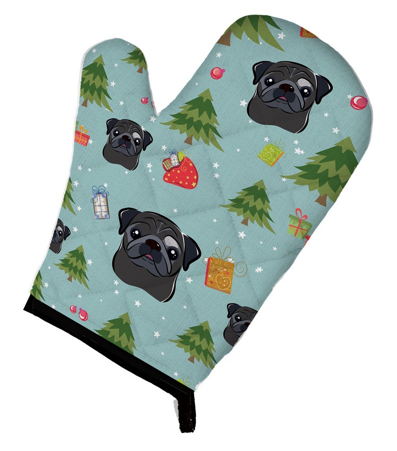 Picture of Carolines Treasures BB5052OVMT Christmas Black Pug Oven Mitt