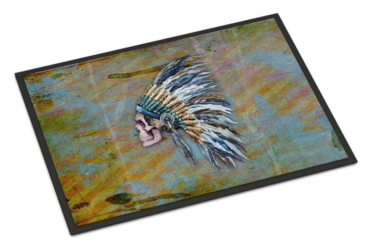 BB5128JMAT Day of the Dead Indian Chief Skull Indoor or Outdoor Mat, 24 x 36 in.