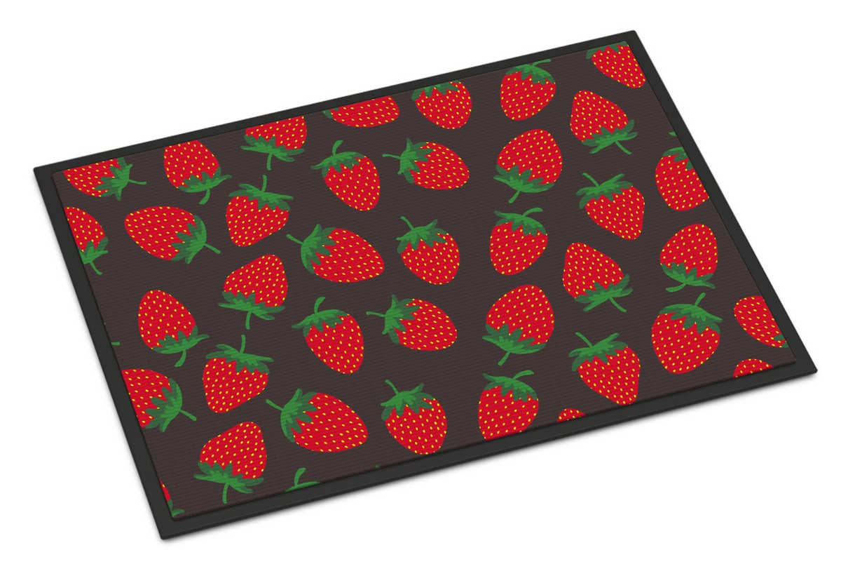 Strawberries on Grey Indoor or Outdoor Mat, 24 x 36 in.