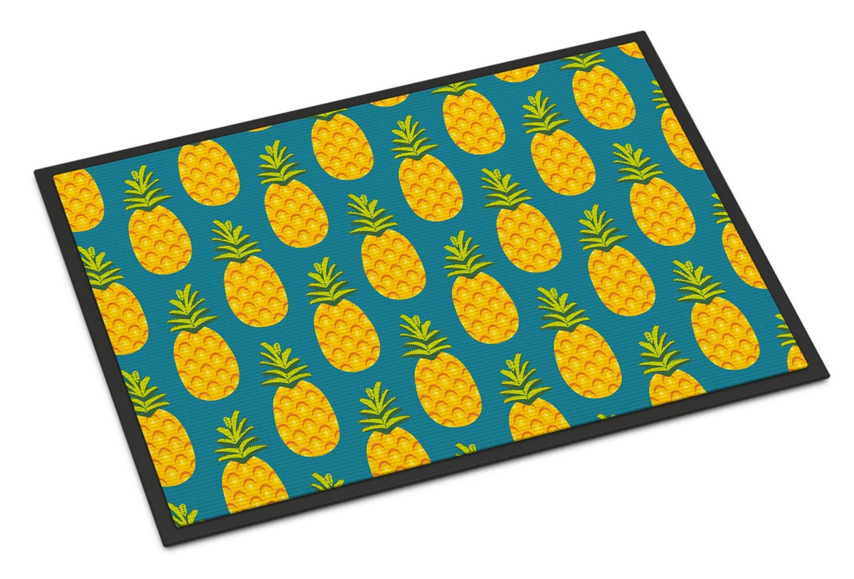 Pineapples on Teal Indoor or Outdoor Mat, 24 x 36 in.