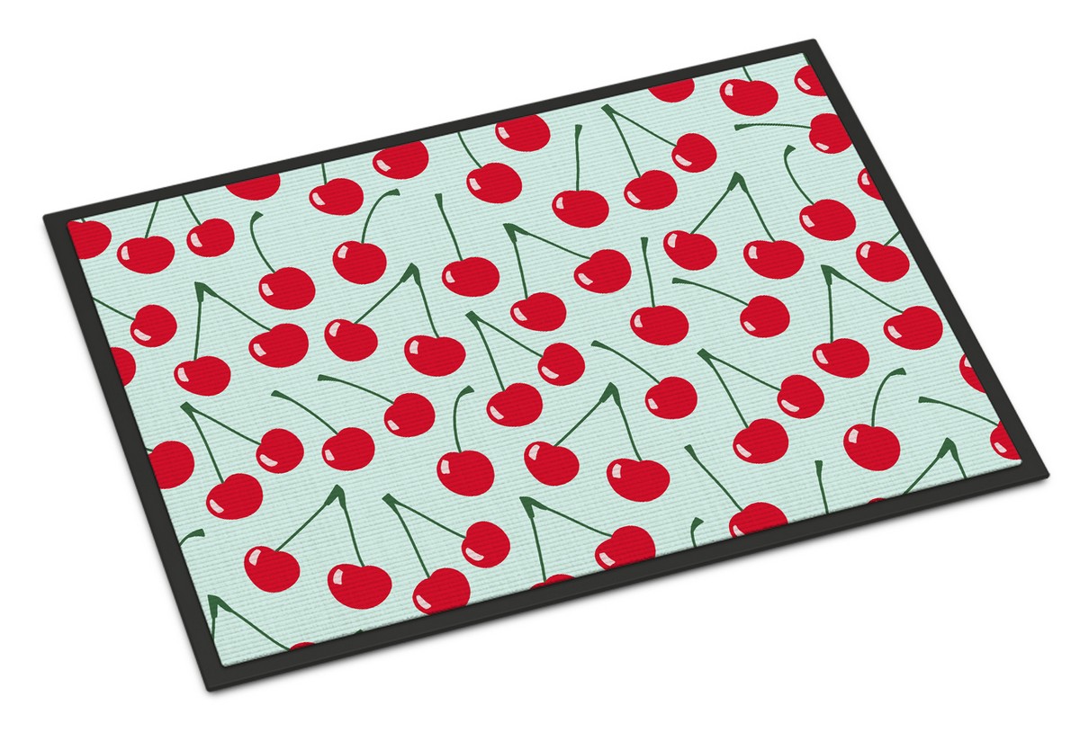 BB5148JMAT Cherries on Blue Indoor or Outdoor Mat, 24 x 36 in.