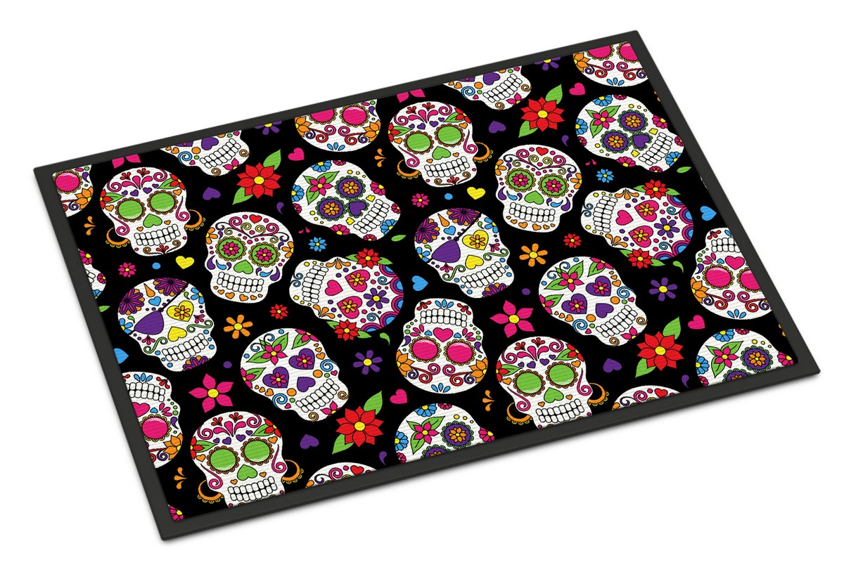 Day of the Dead Black Indoor or Outdoor Mat, 18 x 27 in.
