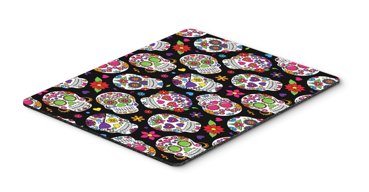 Day of the Dead Black Mouse Pad, Hot Pad or Trivet