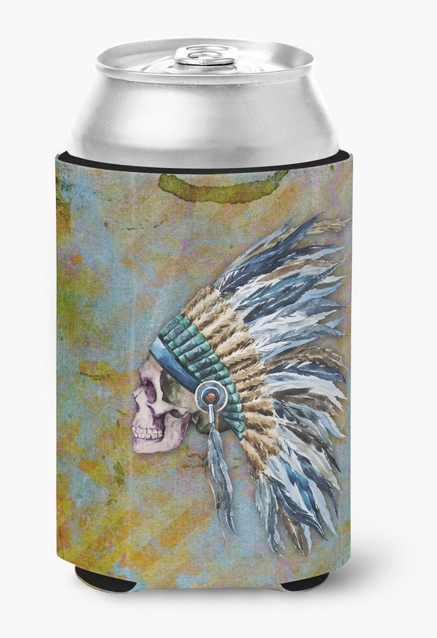 BB5128CC Day of the Dead Indian Chief Skull Can or Bottle Hugger