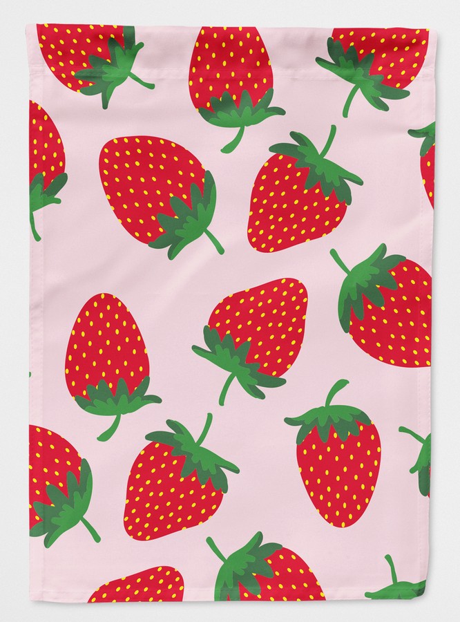 Strawberries on Pink Flag Garden Size
